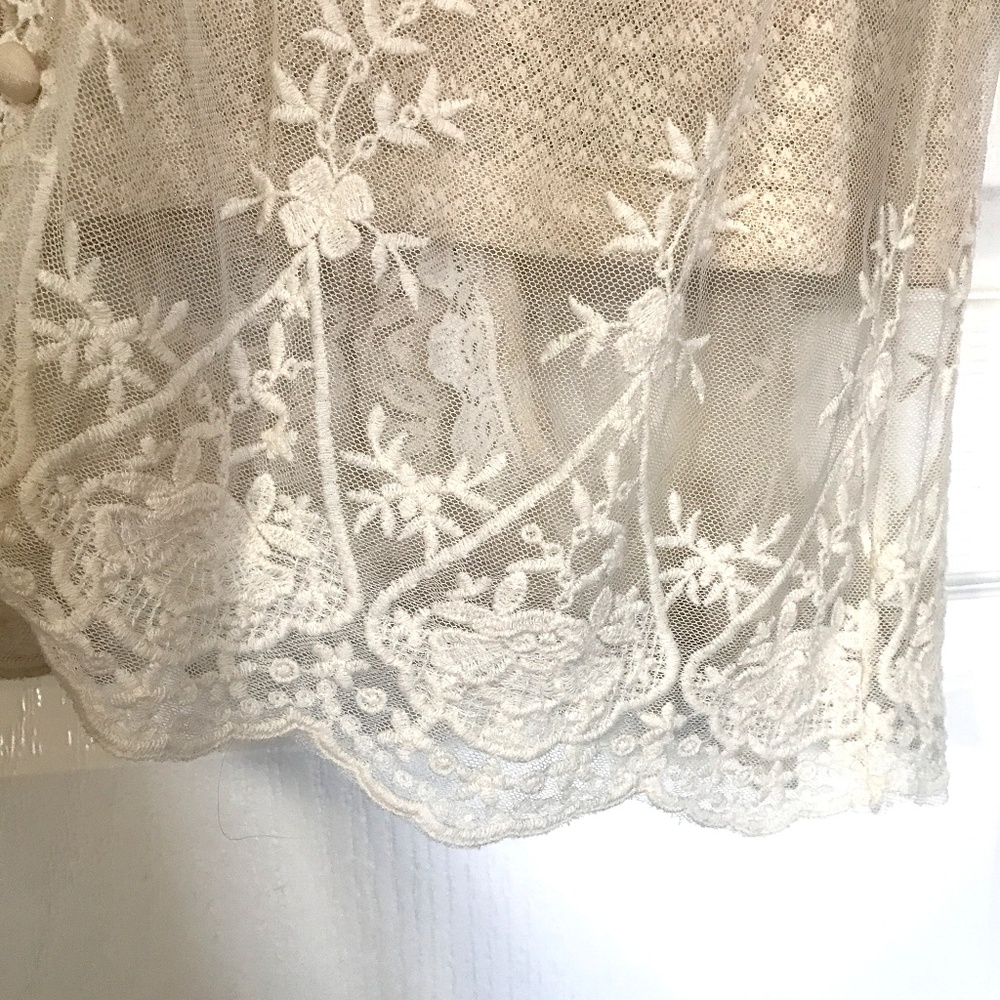 ModCloth A'Reve Lace Knit Cardigan Oatmeal Small - Picture 4 of 5